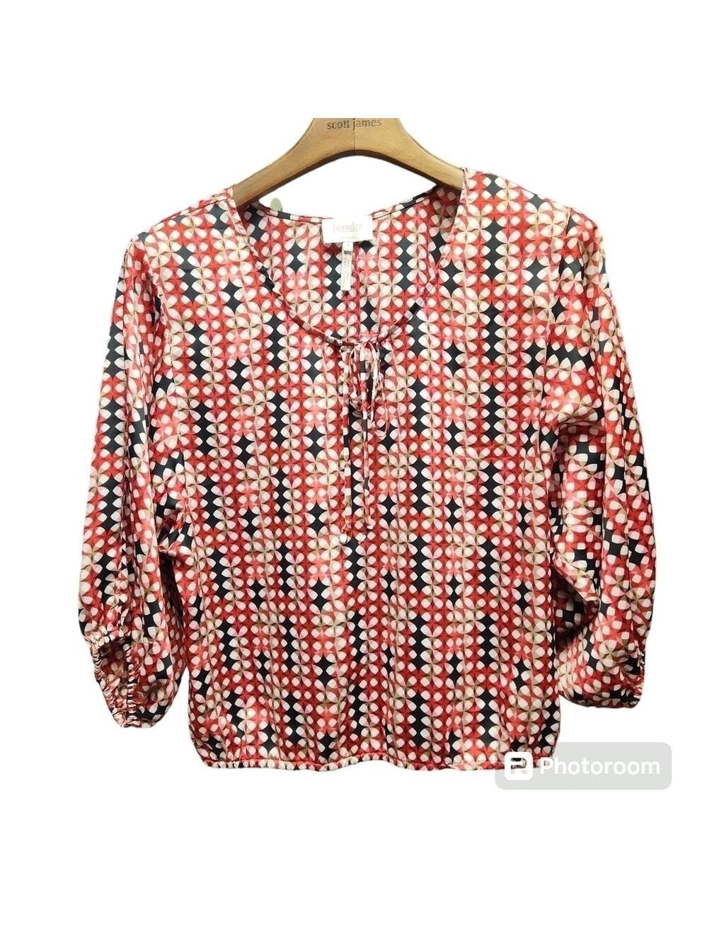 Laundry by Shelli Segal Women's Tie Front Blouse Sz.4 Bright
